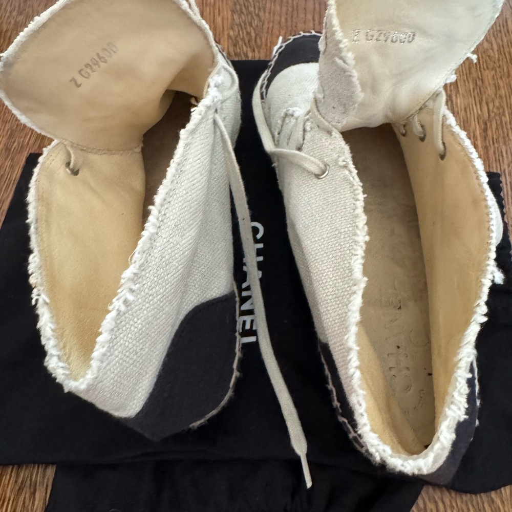 Chic Canvas Espadrille Boots - Black & Cream - Picture 3 of 10